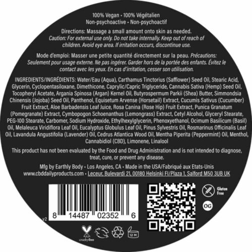 CBDDaily IntensiveCream 8oz OriginalStrength ingredients - Surprise Parties