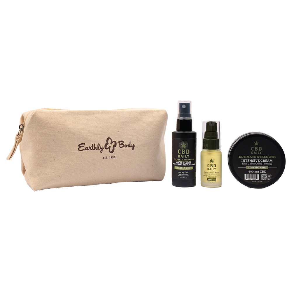 CBDHBD2500 CBDDaily UltimateComfortGiftSet IntensiveCreamActiveSpraySoothingSerum ProductsBag Front 1000x1000 - Surprise Parties